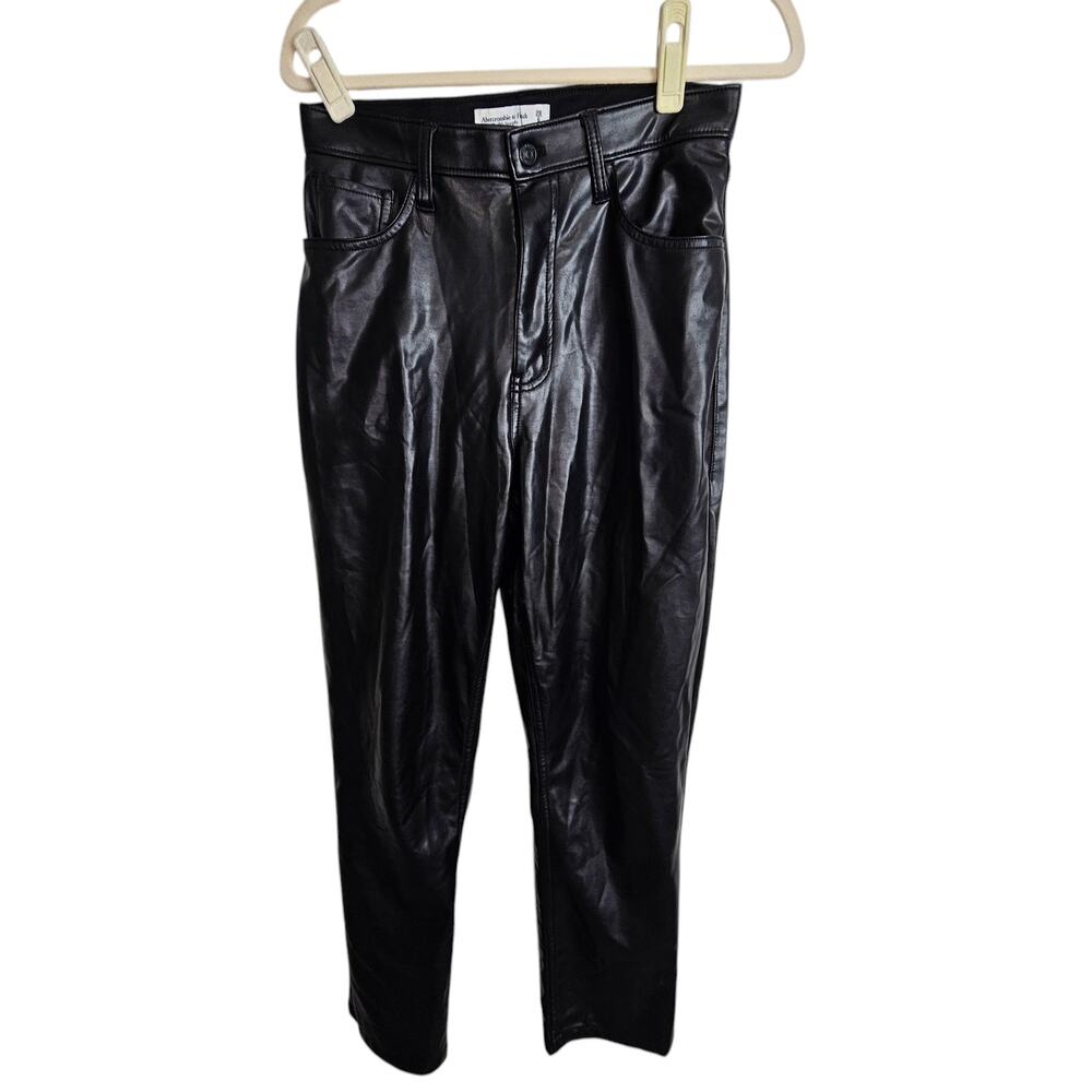 Abercrombie & Fitch Womens Faux Leather Pants 28/6 90s Straight Ultra High Rise